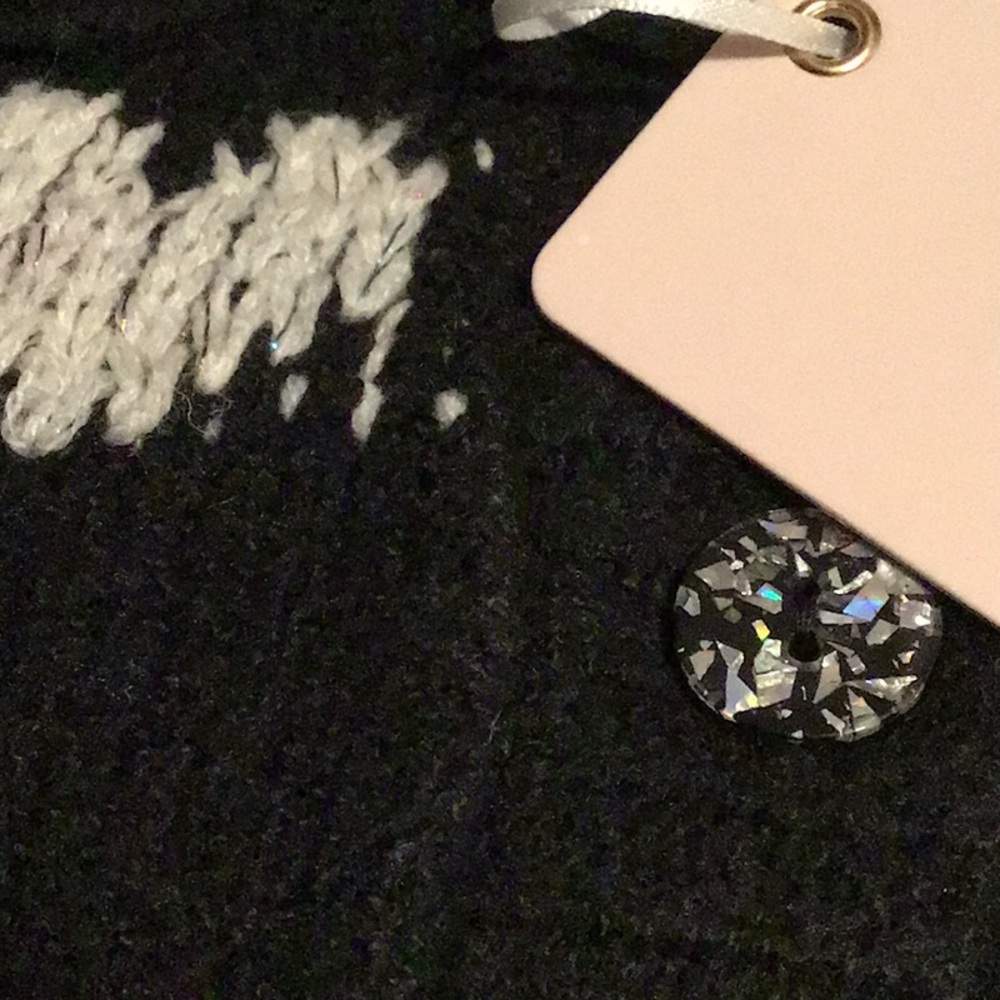 Anthro Galentine Heart Cardigan Sweater - Black & White - Picture 11 of 14